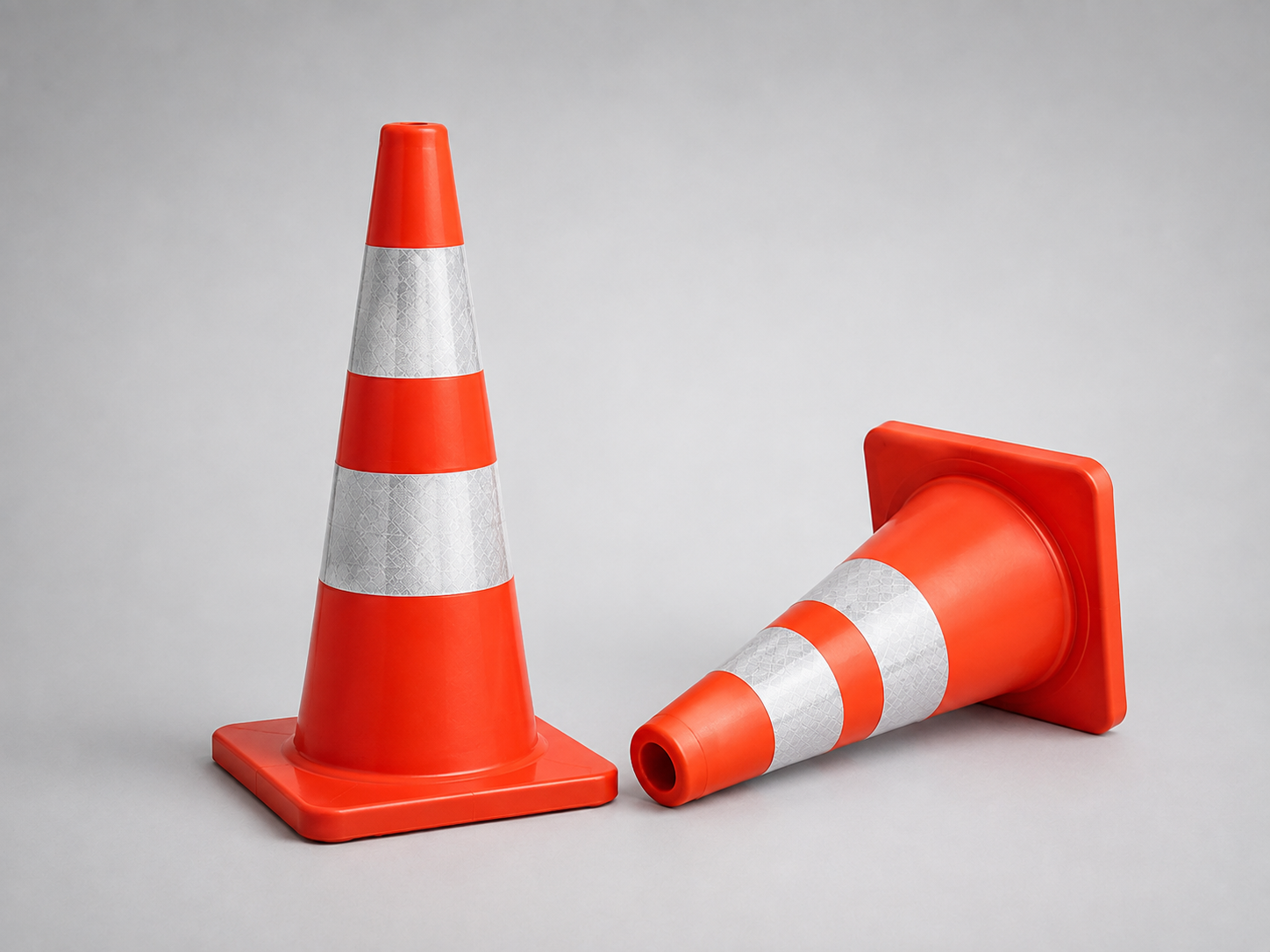 Orange reflective traffic cones